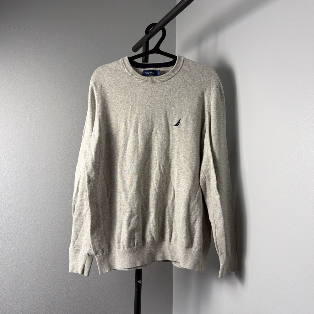 Nautica Men's Light Gray Crewneck Sweater